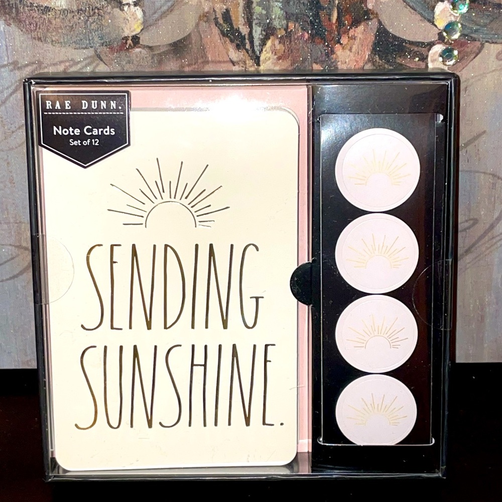 NEW Rae Dunn SENDING SUNSHINE Notecard Set of 12